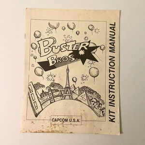 Vintage Buster Bros Capcom Video Arcade  Game Service Instruction Manual Stained